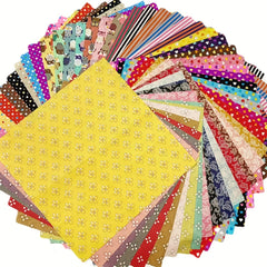 50 Random Patterned Polyester Fabric Flowers Precut for Sewing Quilting Crafting
