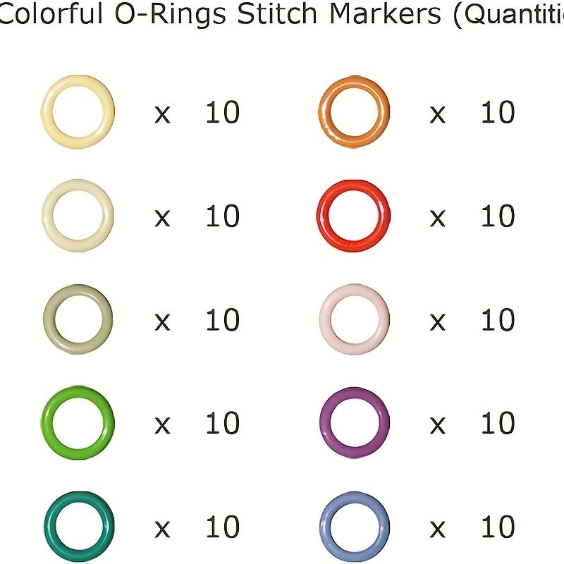 100pcs Round Stitch Markers 10 Colors Practical Crochet Locking Accessories