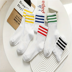 5 Pairs Breathable Striped Crew Socks Women's Stockings