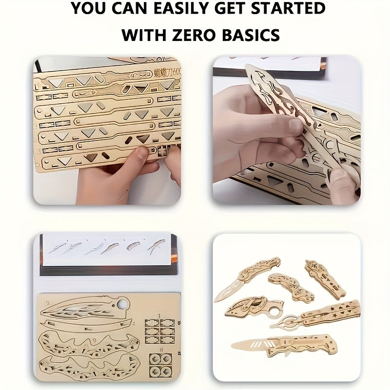 6pcs 3D Wooden Puzzle Kit Model Holiday Gift Craft for Adults & Teens