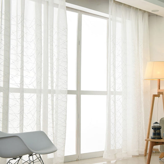 1pc Cross Embroidery Sheer Curtain for Home Decor