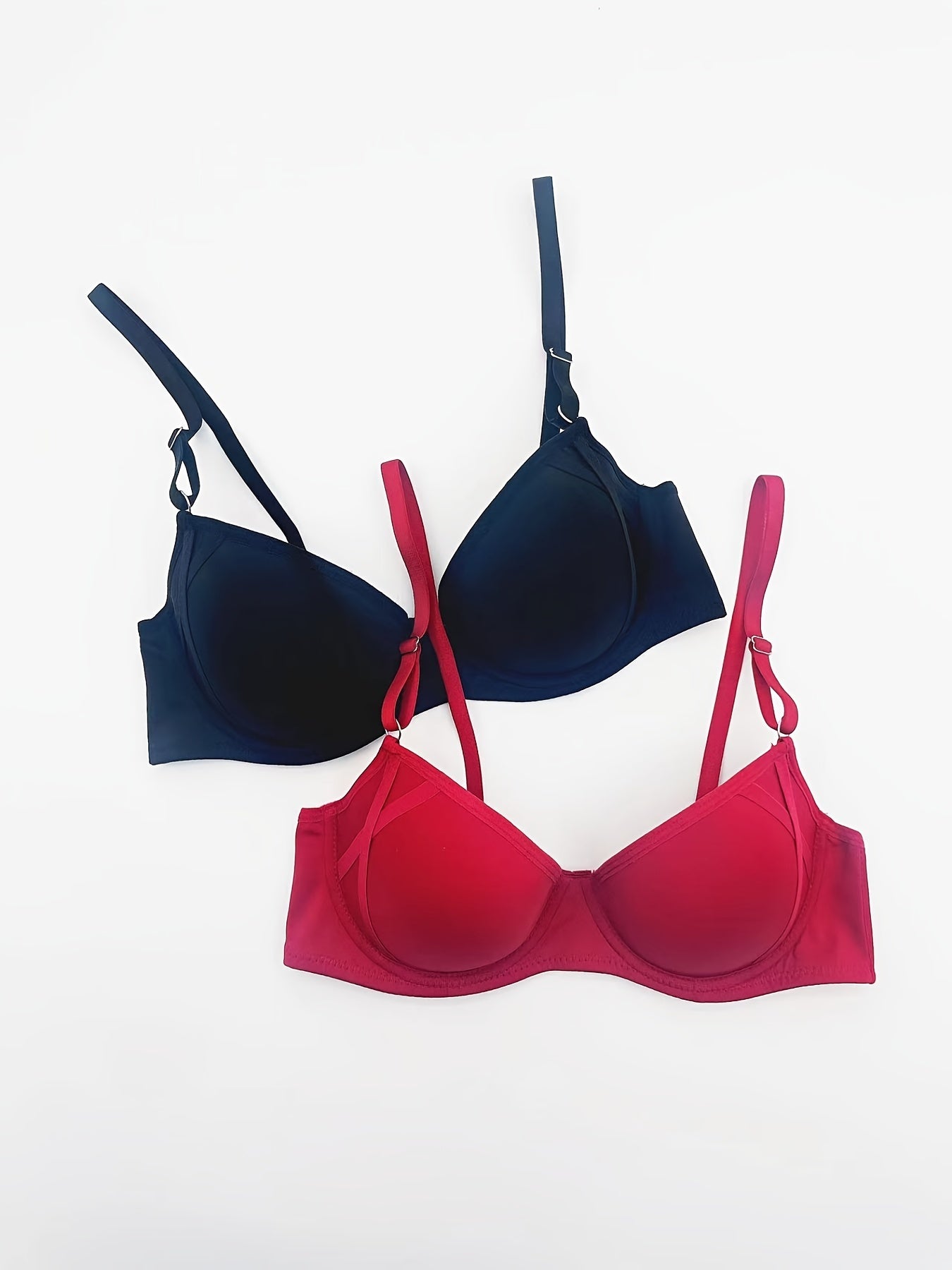 2 Pcs Glossy Push Up Bras Micro Elastic Underwire Lingerie