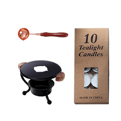 Wax Seal Stove Set With Spoon & 10 Waxes for Sealing Cards