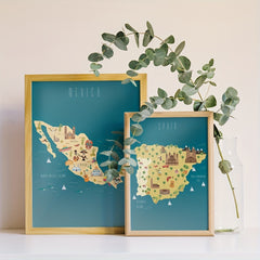 Cartoon Style Map Poster for Children's Room Decor