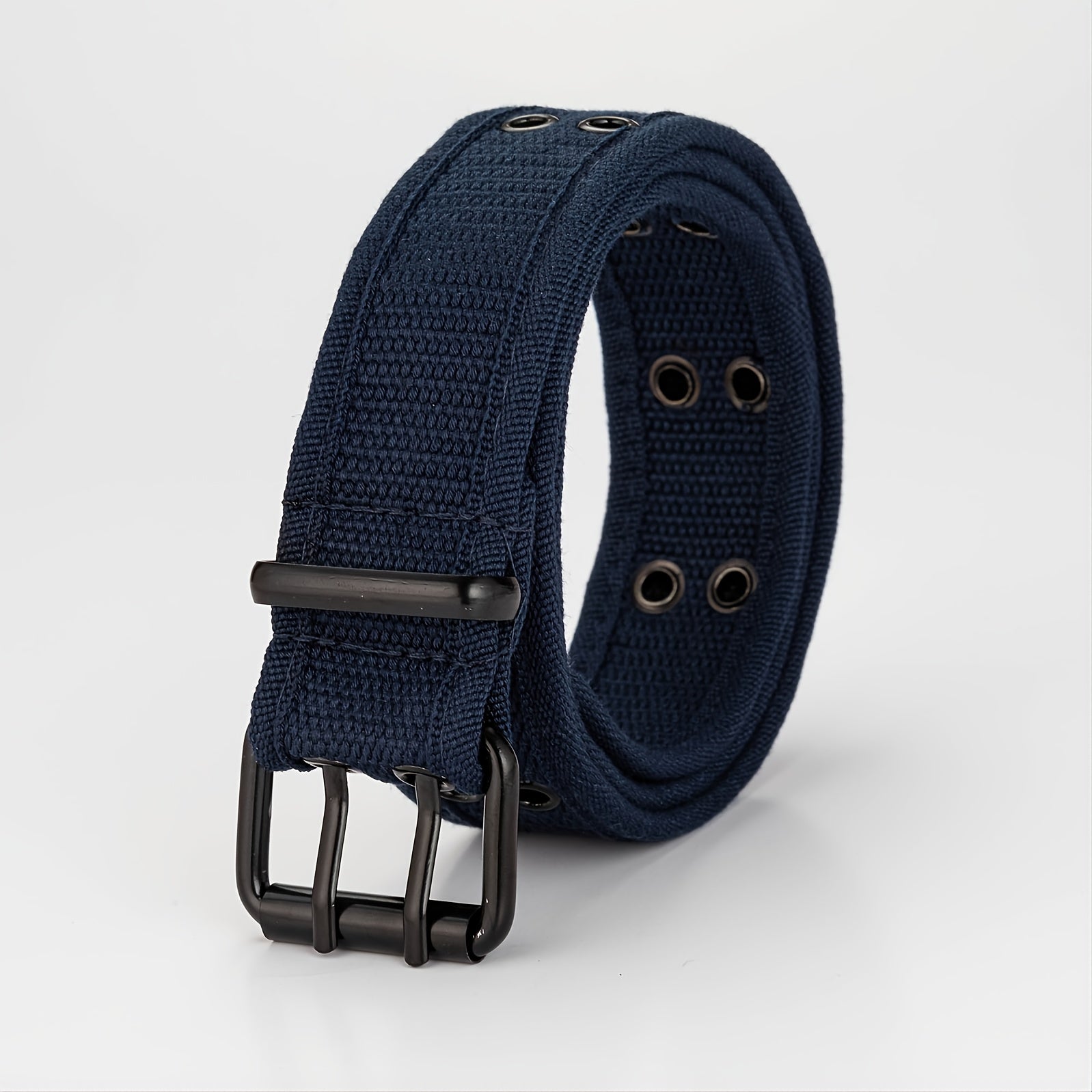 Casual Double Needle Buckle Double Exhaust Eye Covered Fabric Belt