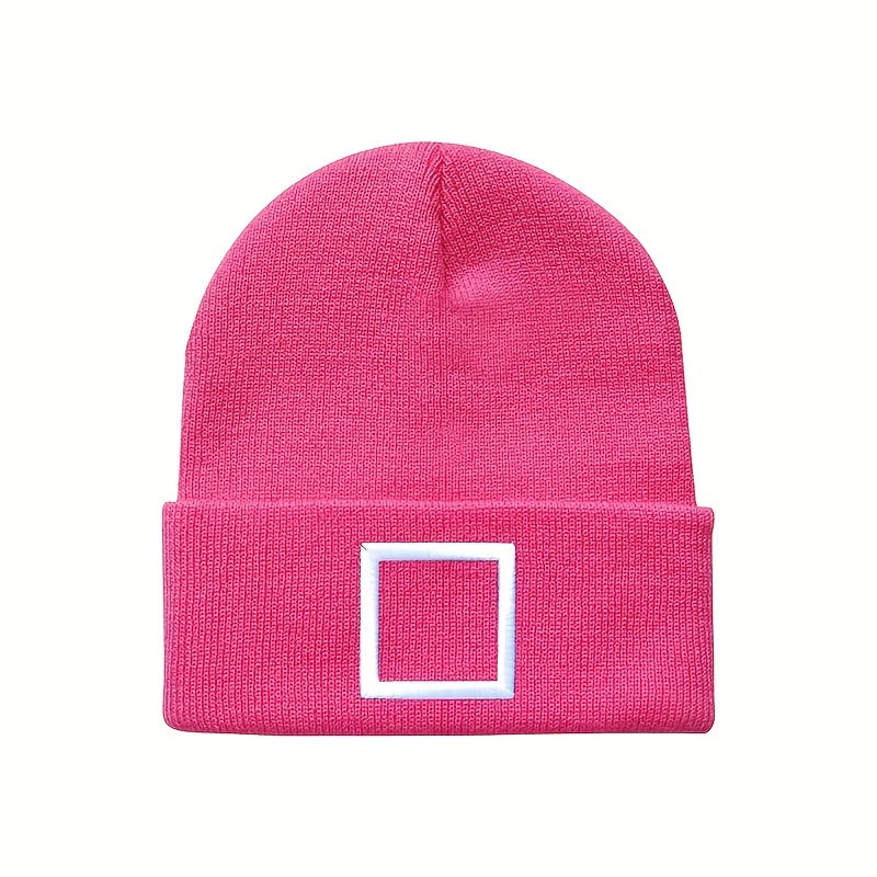 Square Embroidery Knitted Hat For Men
