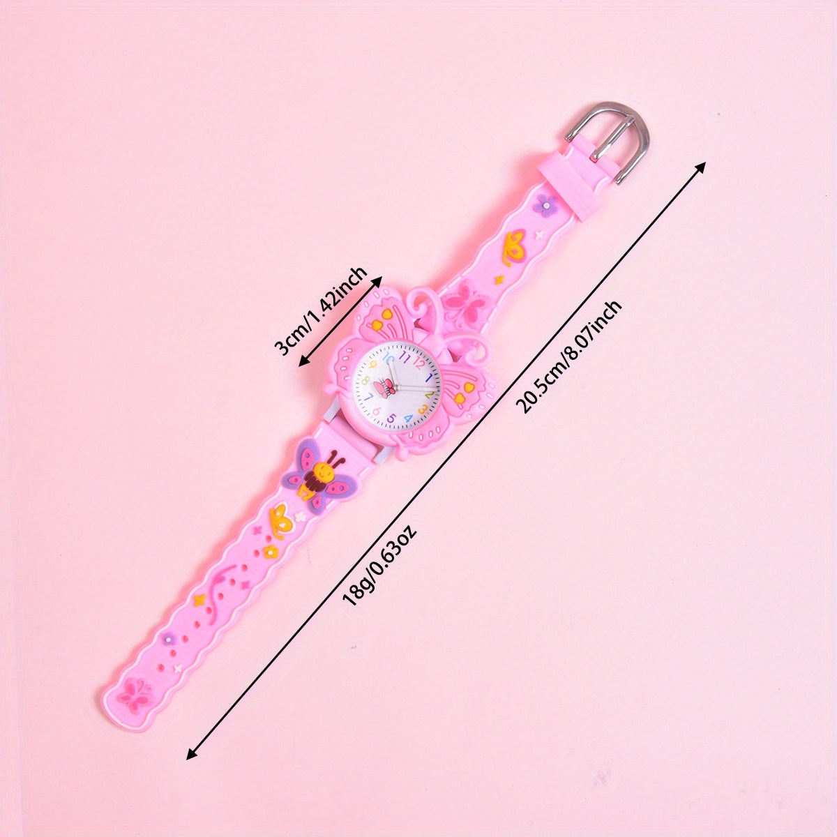 Girls Floral Watch Pink Soft Strap Analog Clock Quartz Movement