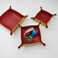 PU Leather Storage Dish Plate Foldable Storage Tray