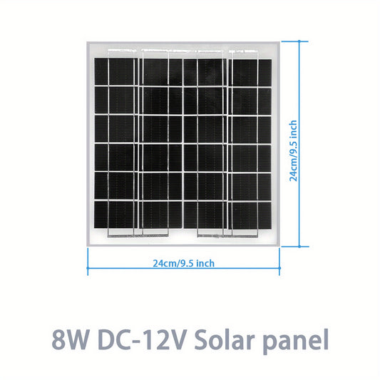 12V Solar Panel 8W Portable for 12V Batteries, Fan, Home Appliances