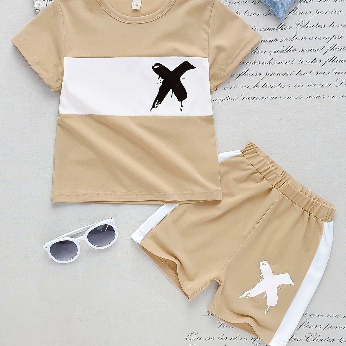 Boys Clock Outfit Shorts & T-shirt Crew Neck Summer Kids Clothes