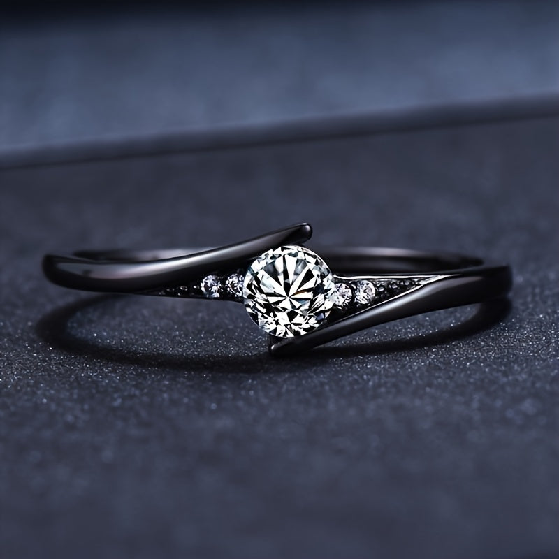 Gothic Punk Ring with Zircon Inlay for Women Girls Halloween Party
