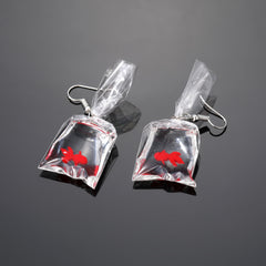 Goldfish Water Bag Drop Earrings Ocean Animal Pendant