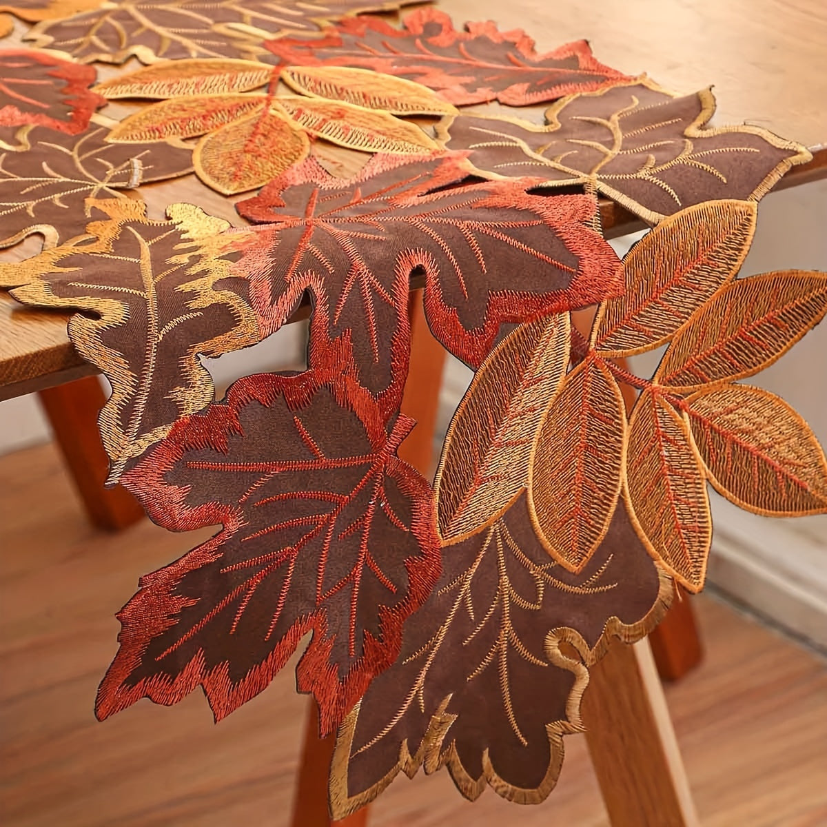 Fall Series Table Runner Thanksgiving Theme Polyester Tablecloth Maple Leaf