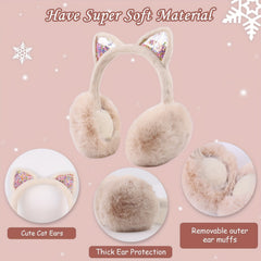 2 Pack Plush Ear Muffs Winter Ear Warmers Unisex Hand Wash Fabric