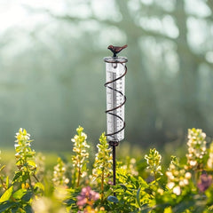 Glass Rain Gauge Outdoor Stake Holder Accurate Durable Decorative Yard Garden