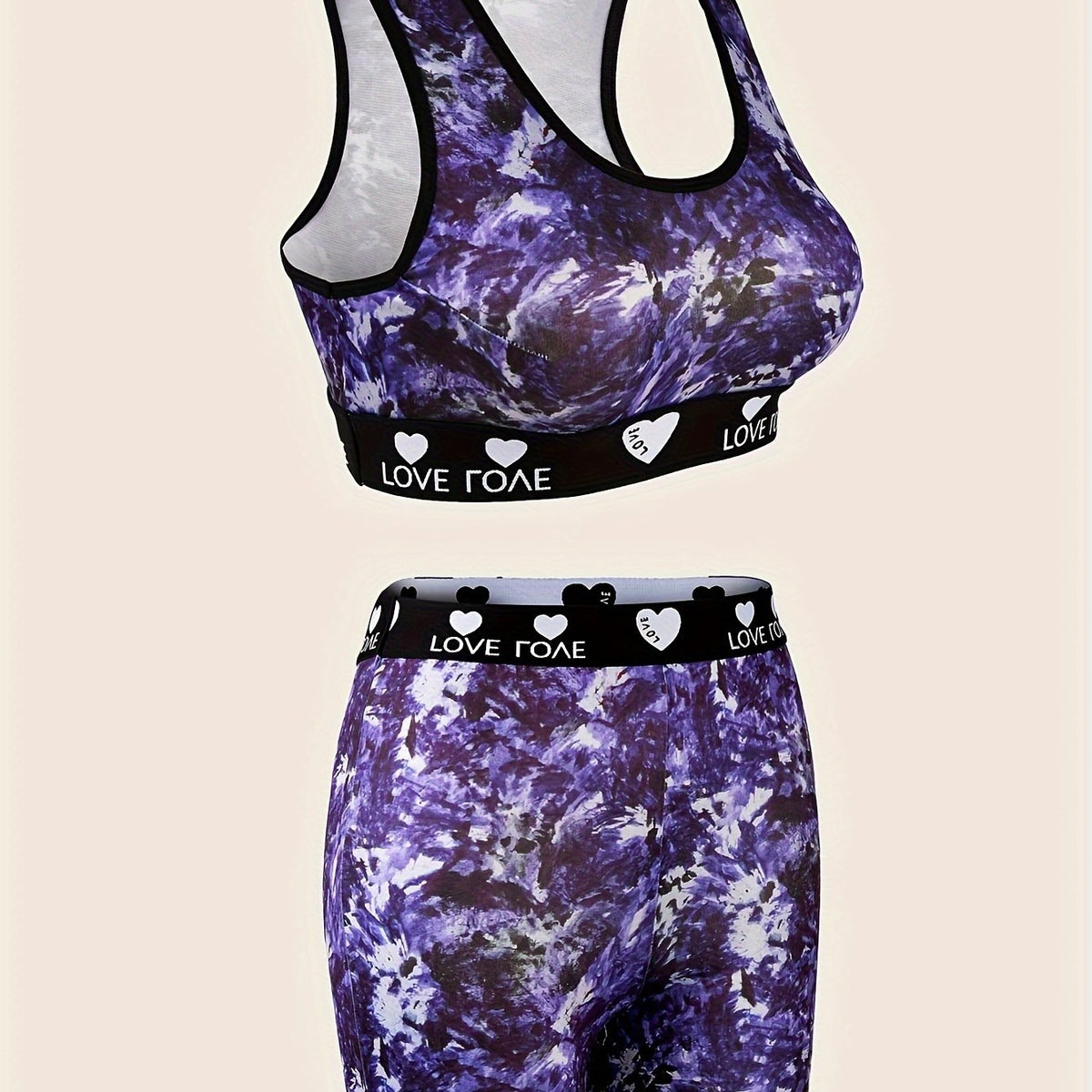 Tie Dye Print Bra & Panties Set Women's Lingerie
