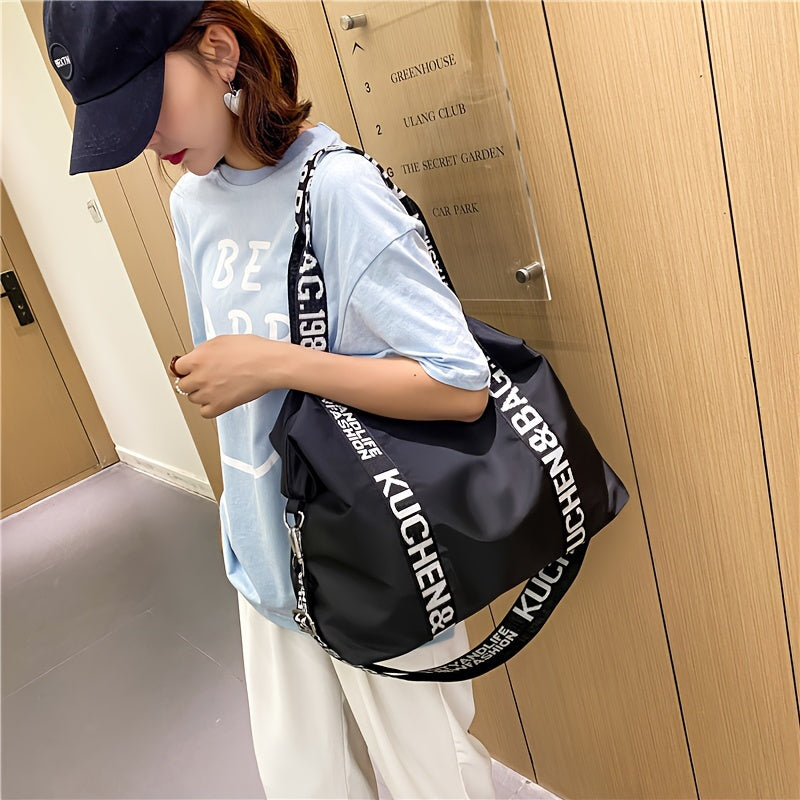 Lightweight Shoulder Sports Bag Letter Pattern Carry On Duffle Bag