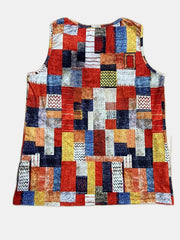 Patchwork Graphic Tank Top Sleeveless Casual Top Women's Clothing