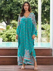 Boho Paisley Floral Batwing Sleeve Plus Size Dress