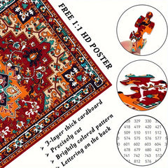 Vintage Persian Carpet Pattern Jigsaw Puzzle Red & Brown Floral
