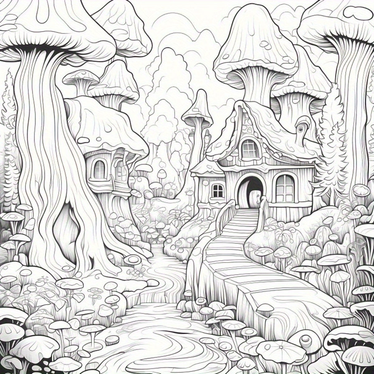 Psychedelic Forest Coloring Book Deluxe Edition 22 Pages 20x20cm