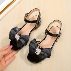 Low Heel Princess Sandals with Bowtie for Girls