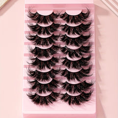 25mm 8 Pair False Eyelashes 9D Cat Eye Fluffy Soft Lashes Thick Faux Mink