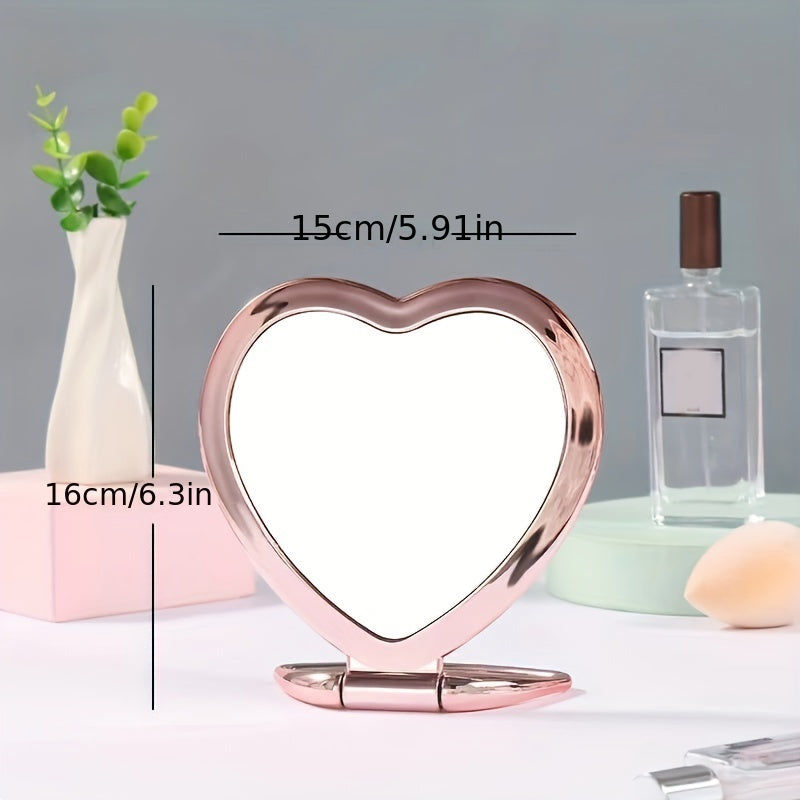Heart Shaped Travel Makeup Mirror for Girls & Women