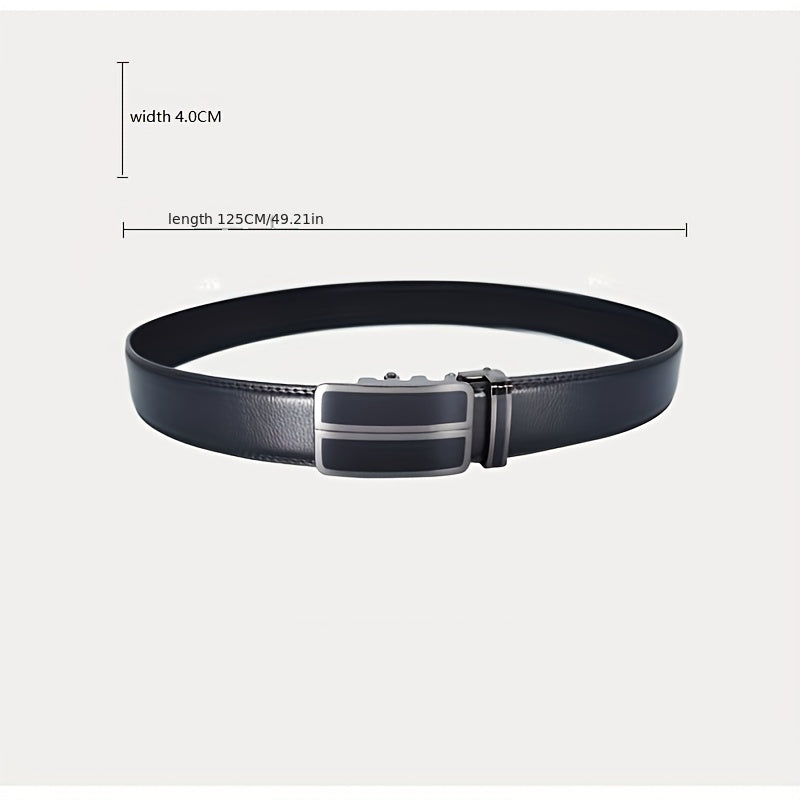 Men's Leather Belt Automatic Buckle Business Suit Waist Strap