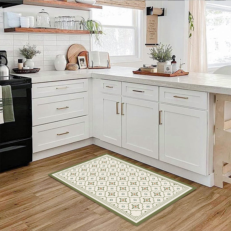 Green Geometric Pattern Kitchen Floor Mat