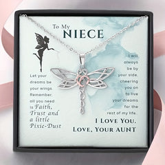 Dragonfly Pendant Necklace for Niece with Message Card
