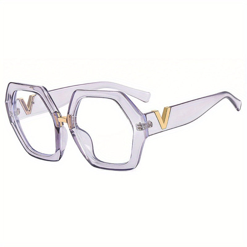 Polygon Clear Lens Light Blocking Glasses for Women Men