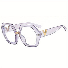 Polygon Clear Lens Light Blocking Glasses for Women Men