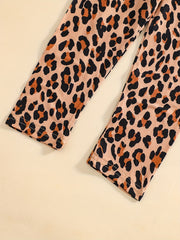 Toddler Girl's Leopard Pattern Outfit 2pcs Set HELLO Print