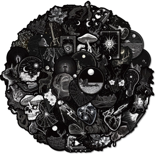 50pcs Dark Mystery Gothic Graffiti Stickers Vintage Vinyl Decals