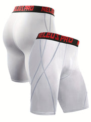 Men's Solid Compression Shorts High Stretch Sportswear for Gym Running
