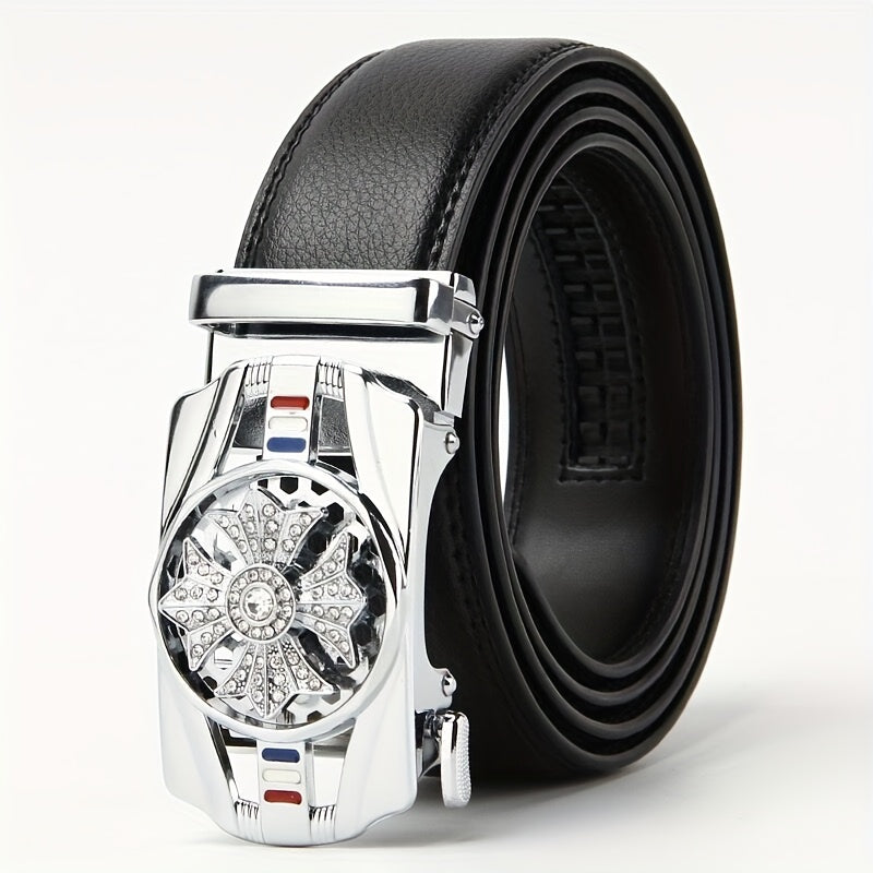 Men's Automatic Buckle Belt PU Leather Business Suit Waist Strap