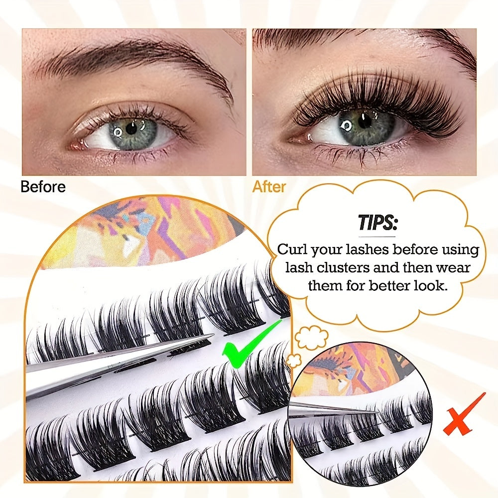 Natural Look D Curling Lash Clusters DIY Eyelash Extensions