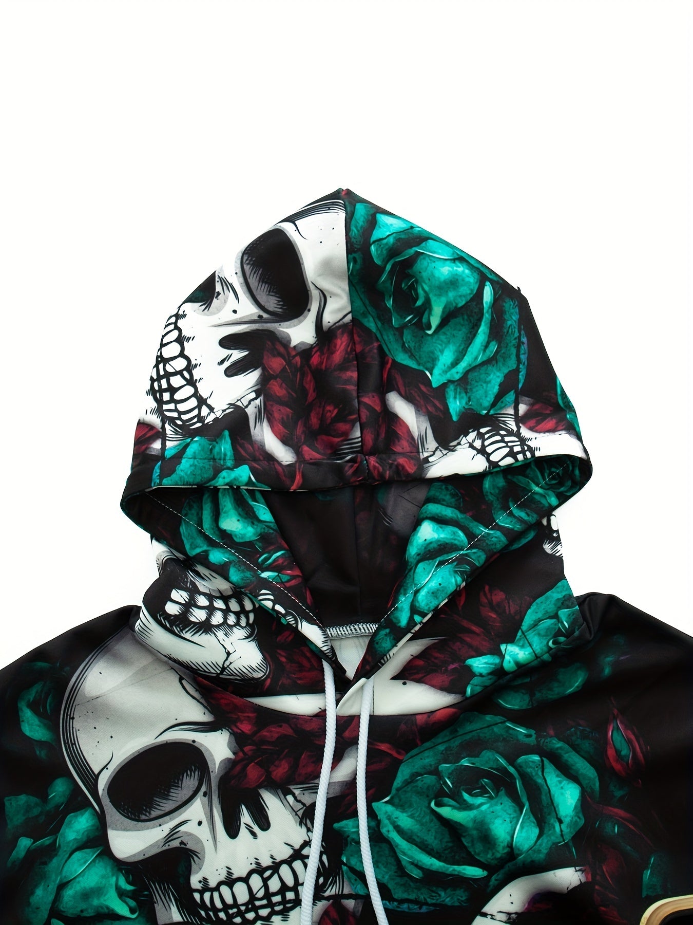 Skulls And Roses Print Hoodie For Men