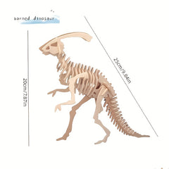 Wooden Dinosaur Rhinoceros Crocodile Horse Animal Puzzle DIY Model