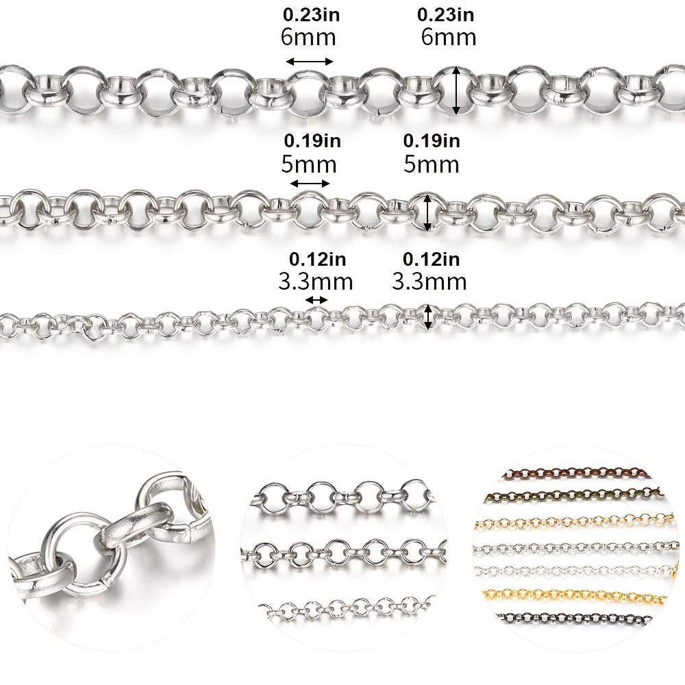 2 Meters Silver Plated Copper Link Chain for Jewelry Making