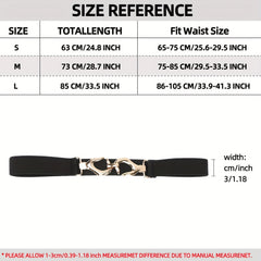 Metal Hollow Buckle Elastic Thin Belt Women Dress Coat Be