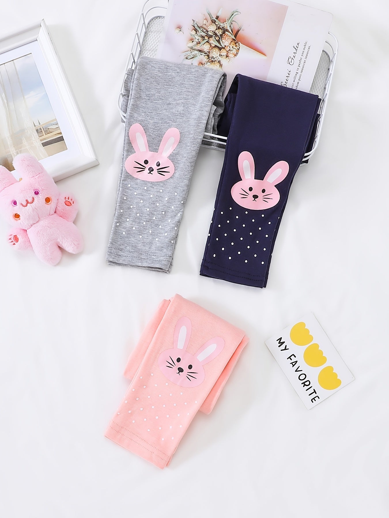 Easter Rabbit Print Cotton Leggings for Girls