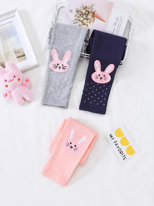 Easter Rabbit Print Cotton Leggings for Girls