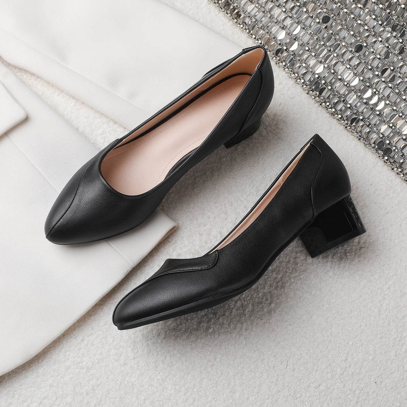 Block Heel Court Shoes Solid Pumps Women's Footwear