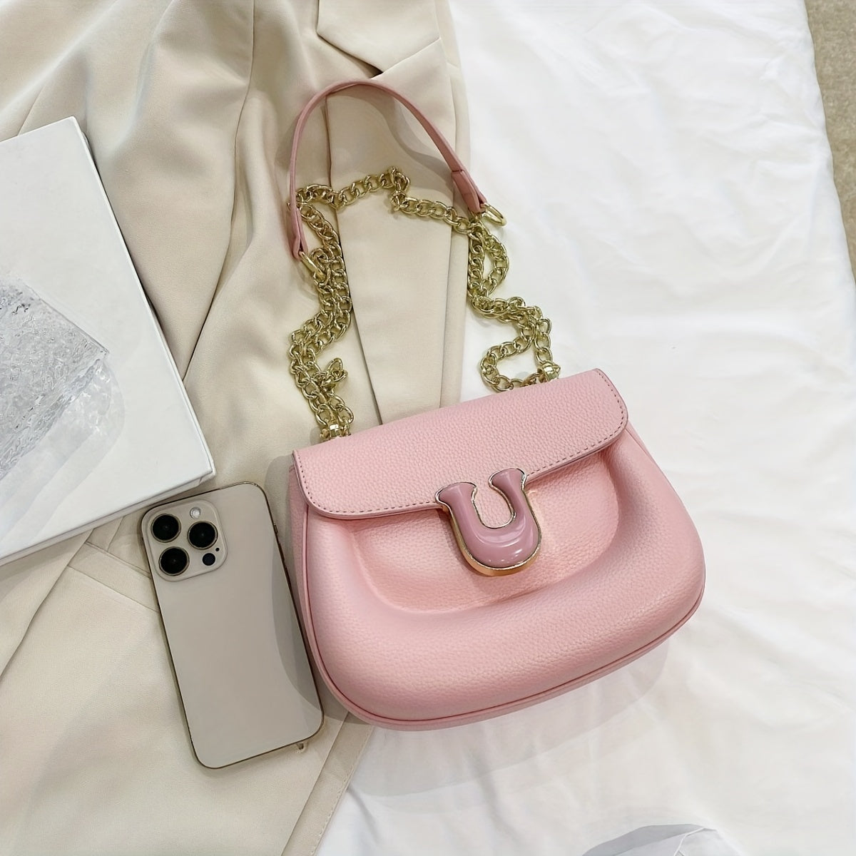 Candy Crossbody Bag PU Saddle Bag Women's Casual Handbag