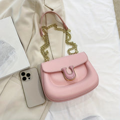 Candy Crossbody Bag PU Saddle Bag Women's Casual Handbag