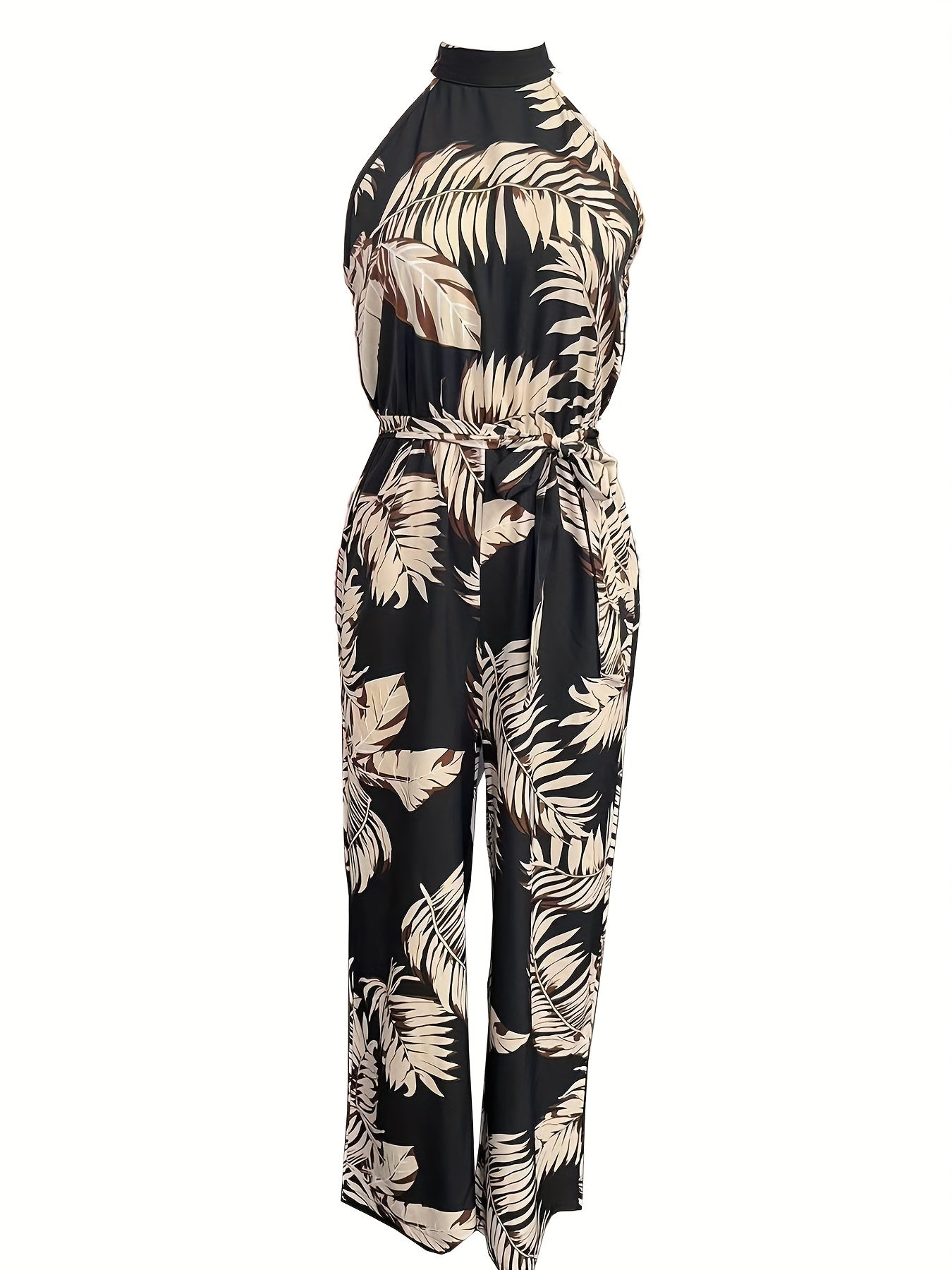 Tropical Print Tie Back Jumpsuit