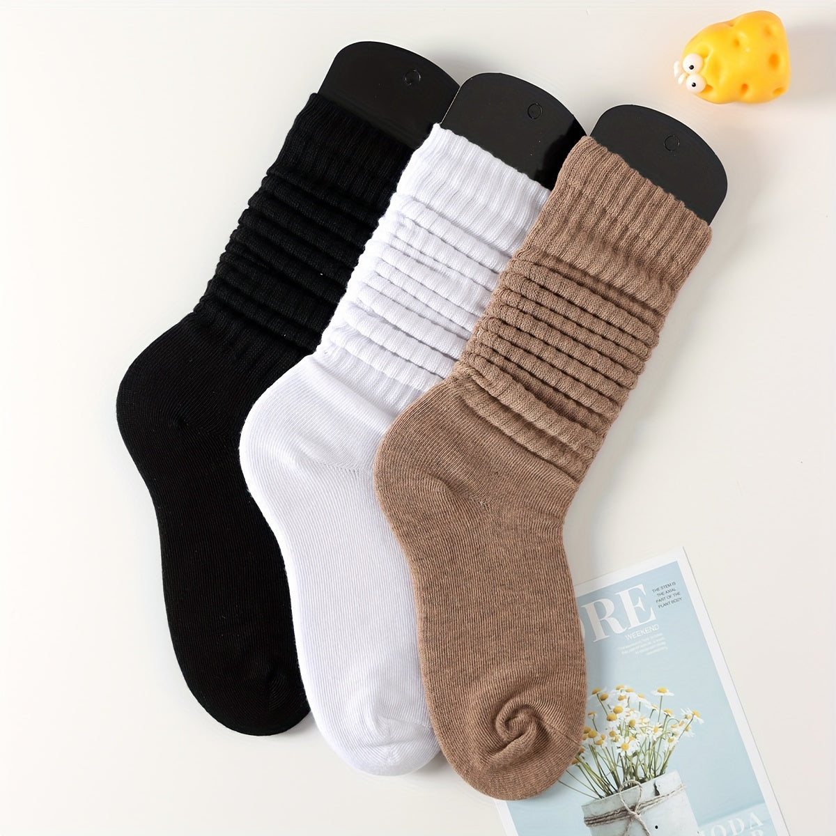 3 Pairs Comfy & Soft Solid Socks Women's Stockings