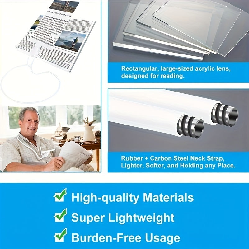 5X Hands-Free Magnifying Glass for Seniors Large Full Page View
